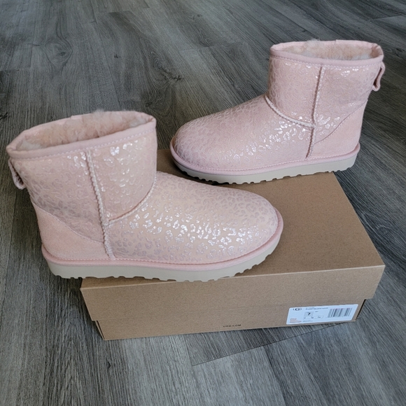 UGG Classic Mini Snow Leopard Suede Boot - Picture 2 of 10